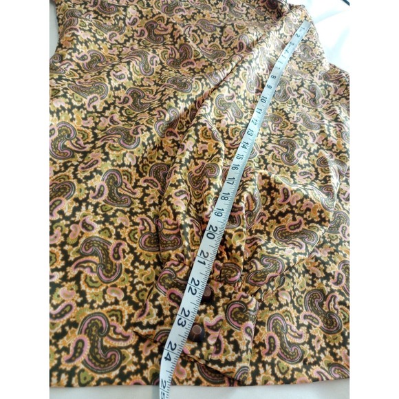 Vtg Fem Form Paisley 70s Flower Power Mock Neck Backk Zip Blouse Top Bohemian - Picture 9 of 11